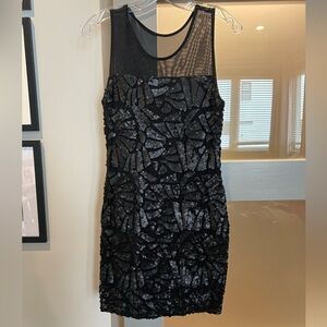 Black sequin mini cocktail dress